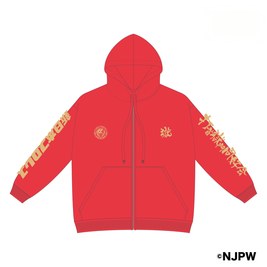 ［完全受注生産！10/29まで］打首獄門同好会 x 新日本プロレスコラボ パーカー（薄手）レッド